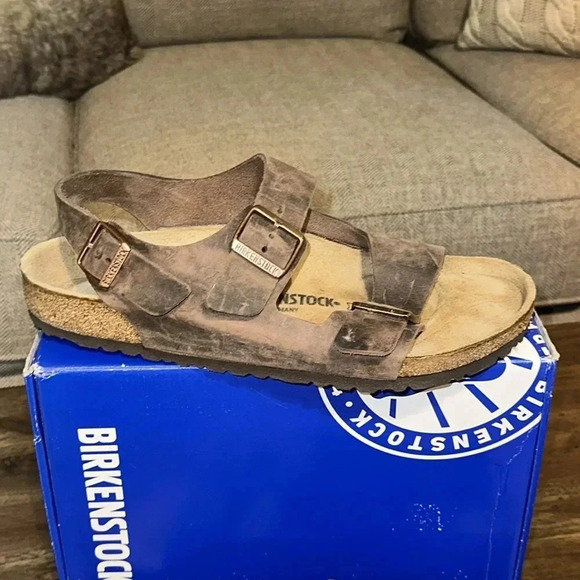 Birkenstock Milano Sandal Brown Double Strap/Back Strap Leather Shoe M12 (45) main image 9